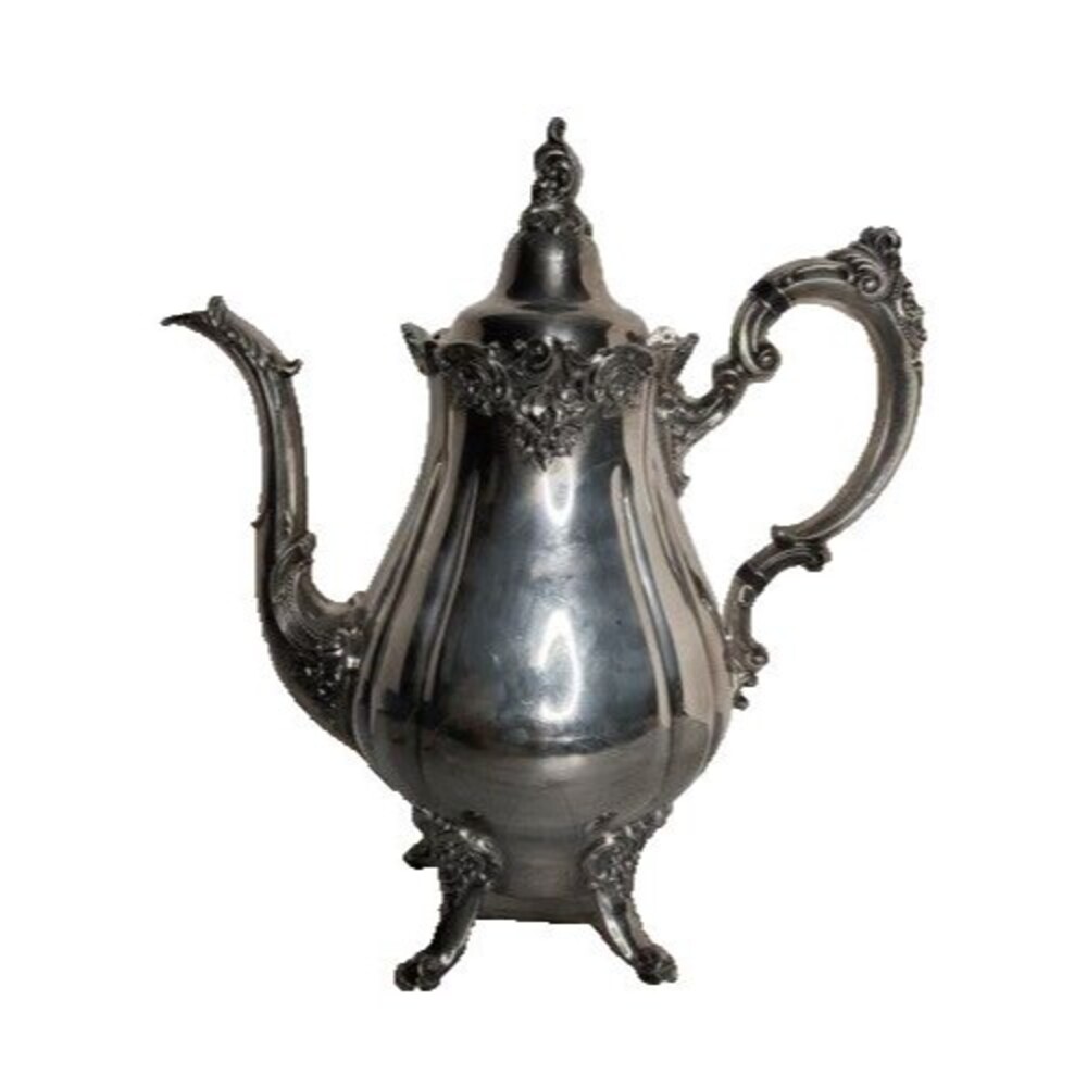 Vintage‎ Baroque by Wallace 282 Coffee/Tea Pot Ornate Silverplate Footed 11"